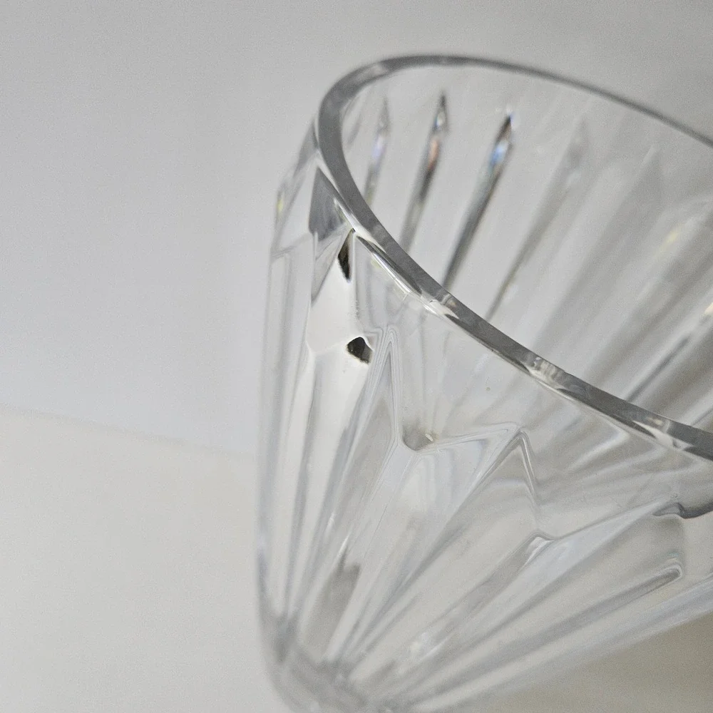 Lead Crystal Vase 10.5in Heavy Fluted Sides Czech-Style - Excellent